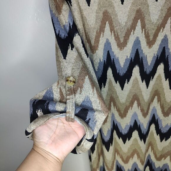 Tacera Sand Print Abstract Shirt Dress - Picture 6 of 9